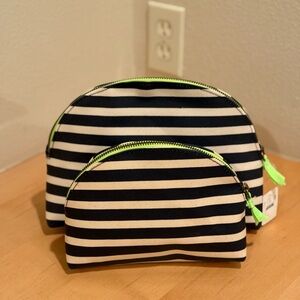 J.Crew Dark Navy Striped Cosmetic Travel Bags